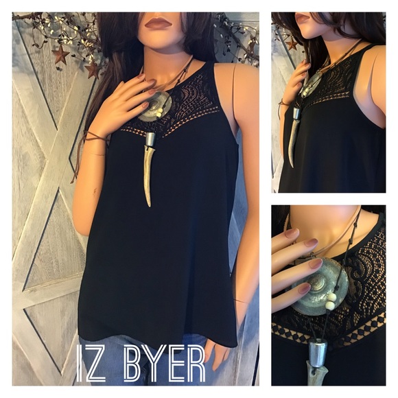 Iz Byer Tops - Iz Byer/Black sheer lace top